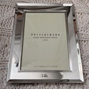 Pottery Barn New Silver frame 5x7 “I DO” wedding